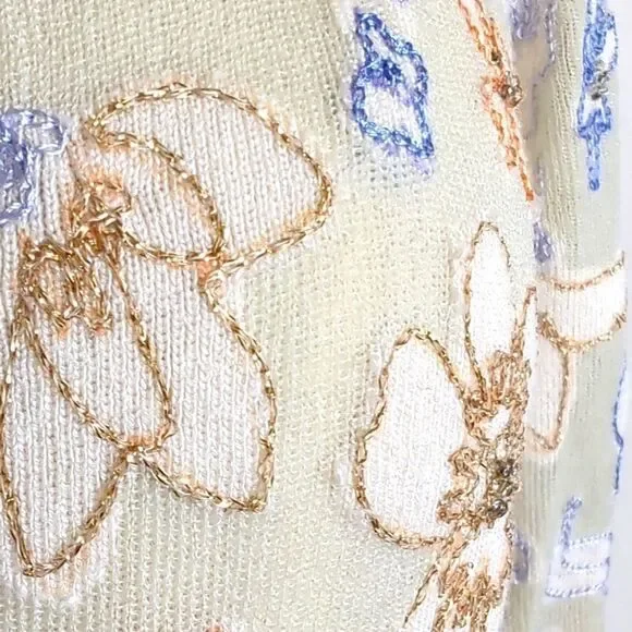 Sigrid Olsen Tan Cardigan Sweater with Metallic Accents Size Small - Picture 2 of 10